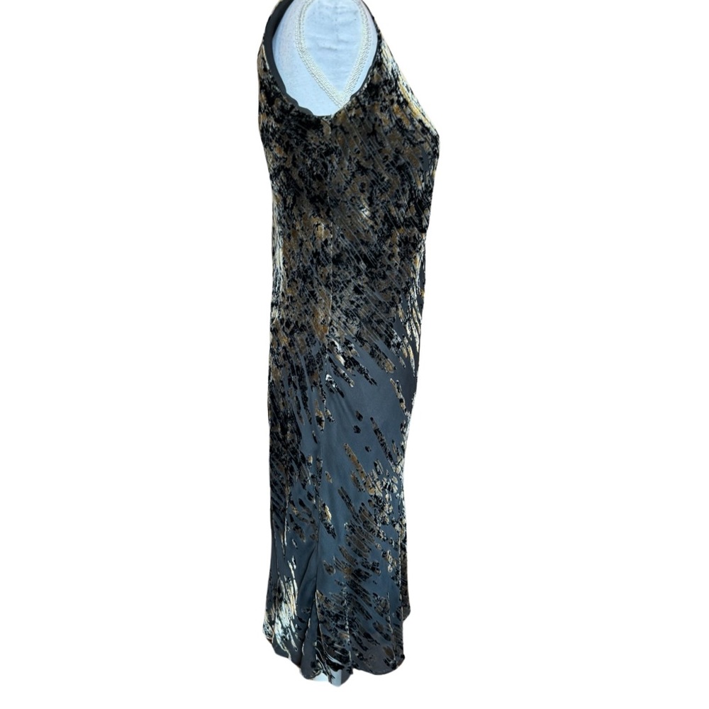 Vintage Lapis Dress. Black with Gold. Below The Knee Length. Medium - Picture 5 of 8